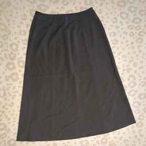 Talbots A Line Grey Wool Blend Knee Length Skirt 6 Office Siren Midi 90s